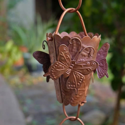 Butterfly Cups Garden Theme Copper Rain Chain