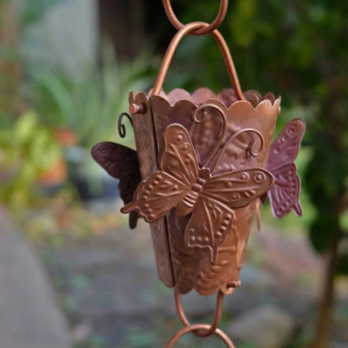 Butterfly Cups Garden Theme Copper Rain Chain