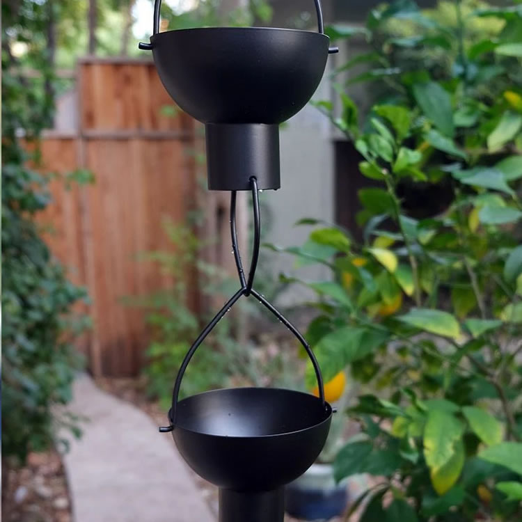 Modern Flower Cup Black Rain Chain